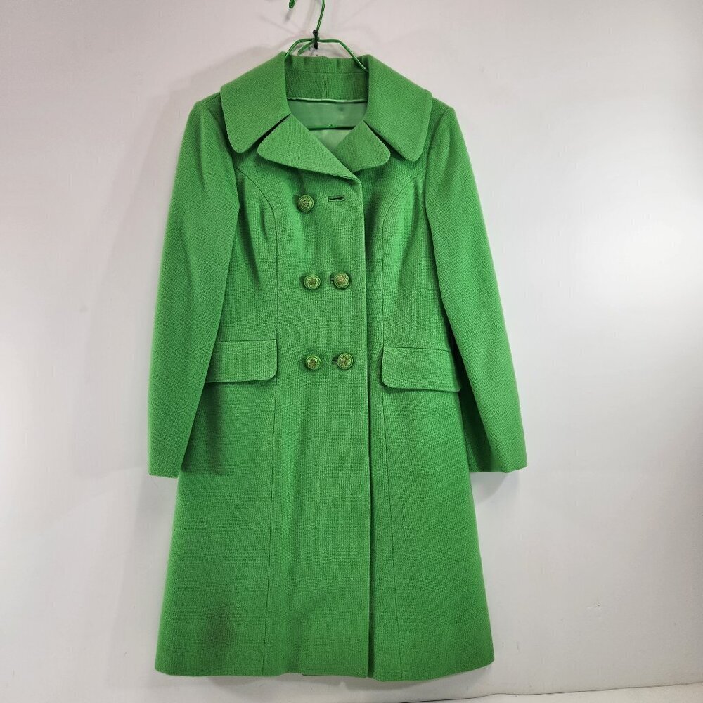 Handmade Vintage Lime Green Buttoned Peacoat XS